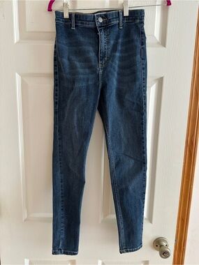 Topshop Joni Jeans in Light Blue with Dark Waistband